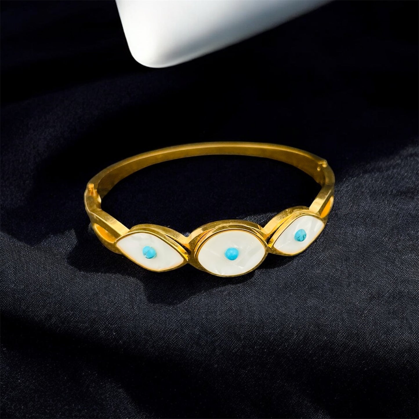 18K Gold Plated Evil Blue Eye Bracelet – Waterproof & Adjustable