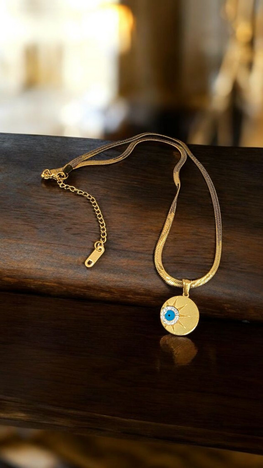 18K Gold-Plated Evil Eye Necklace – Gold Chain, Waterproof & Tarnish-Resistant