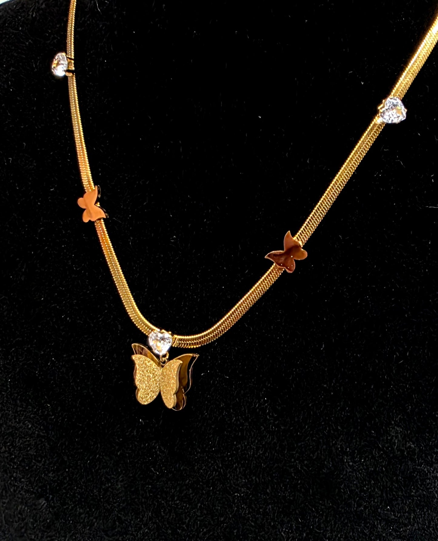 Butterfly with CZ Stone – 18K Gold-Plated, Waterproof & Tarnish-Resistant