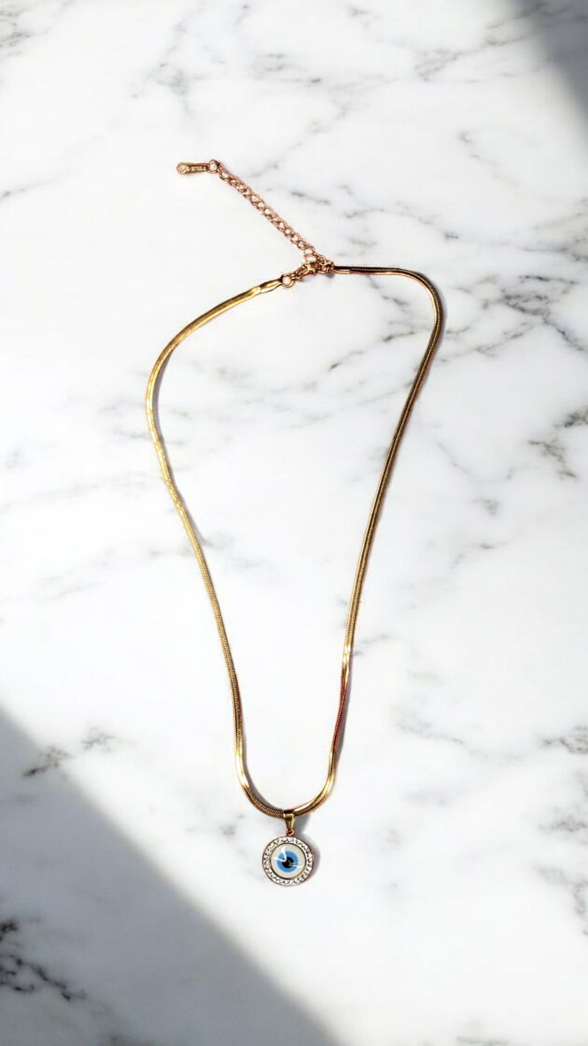 Blue Evil Eye CZ Necklace – 18K Gold-Plated & Waterproof