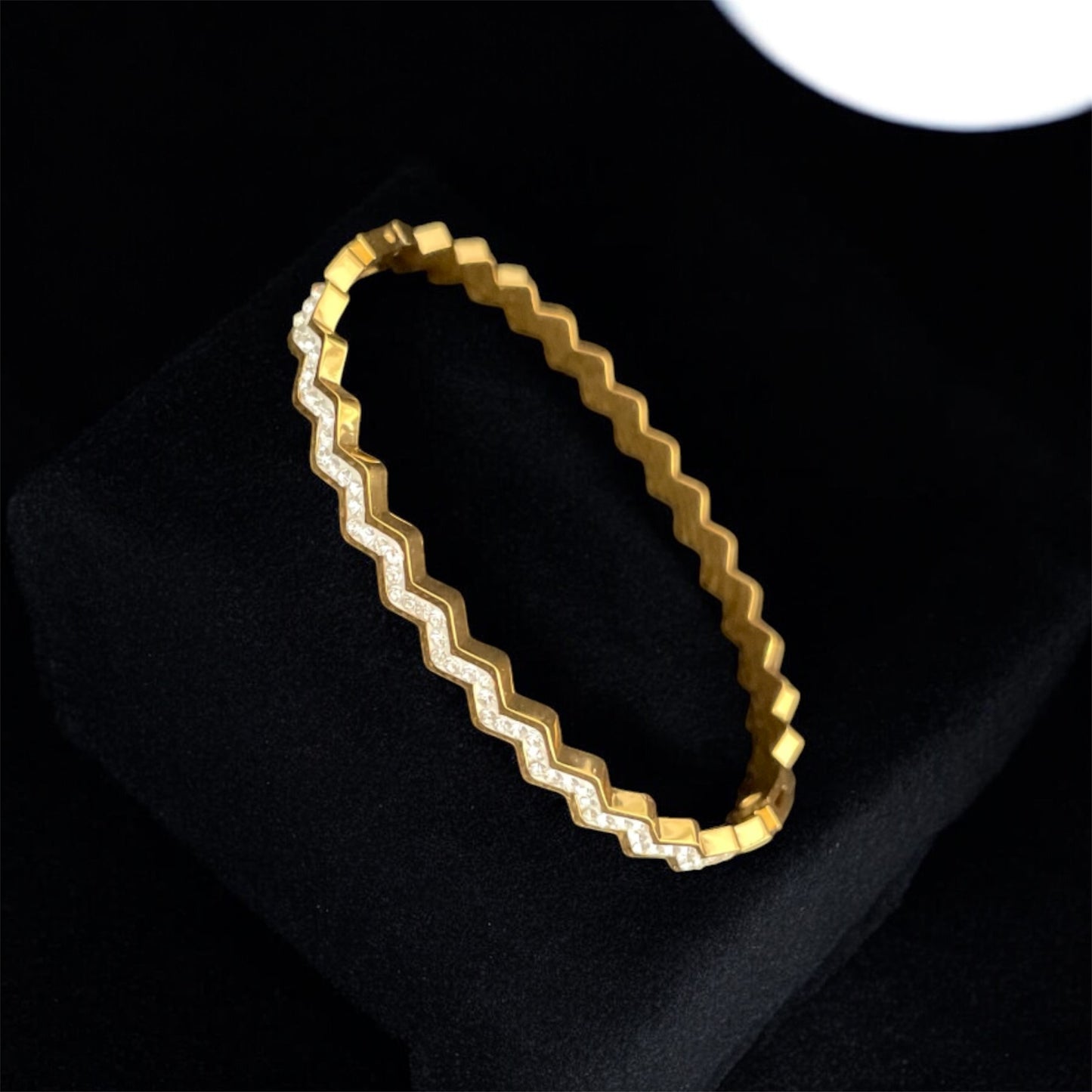 18K Gold Plated Sleek CZ Stone Bracelet – Waterproof & Adjustable Fit