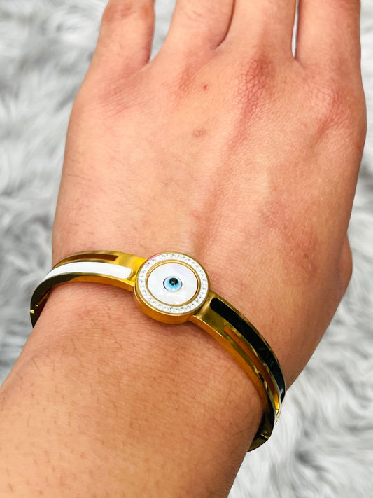 18K Gold Plated Evil Eye Bracelet – Adjustable & Waterproof