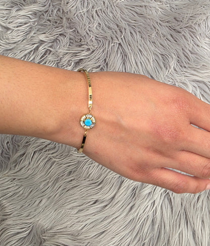 Blue Evil Eye Chain Bracelet – 18K Gold Plated, Waterproof & Hypoallergenic