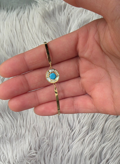 Blue Evil Eye Chain Bracelet – 18K Gold Plated, Waterproof & Hypoallergenic