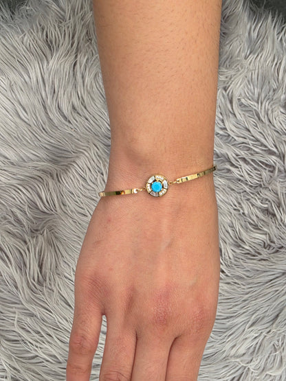 Blue Evil Eye Chain Bracelet – 18K Gold Plated, Waterproof & Hypoallergenic