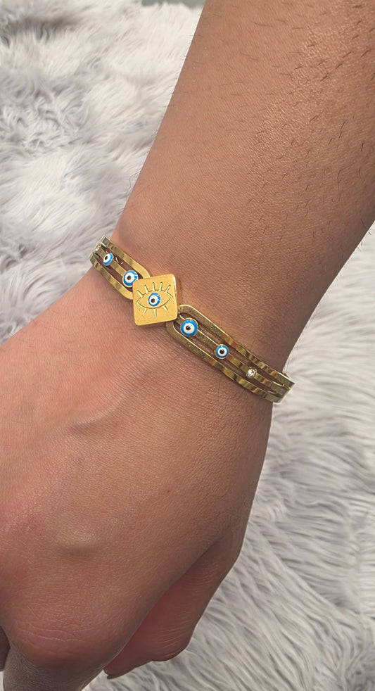 Blue 18 K Gold Plated Evil Eye Bracelet – Waterproof & Hypoallergenic