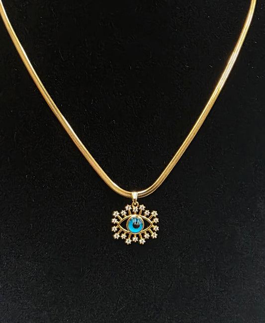 18K Gold-Plated Evil Eye Necklace – Waterproof & Tarnish-Resistant