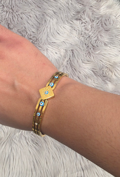 Blue 18 K Gold Plated Evil Eye Bracelet – Waterproof & Hypoallergenic