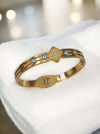 Blue 18 K Gold Plated Evil Eye Bracelet – Waterproof & Hypoallergenic