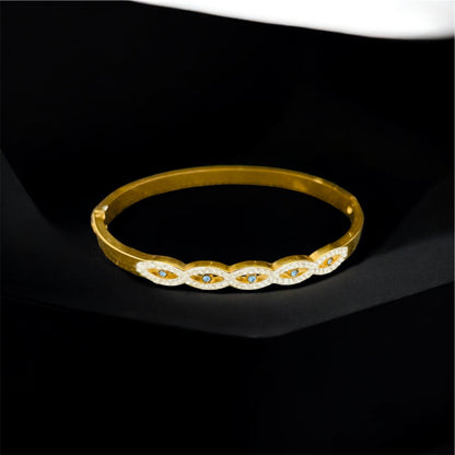 18K Gold Plated Evil Blue Eye Bracelet with CZ Stone - Anti Tarnish