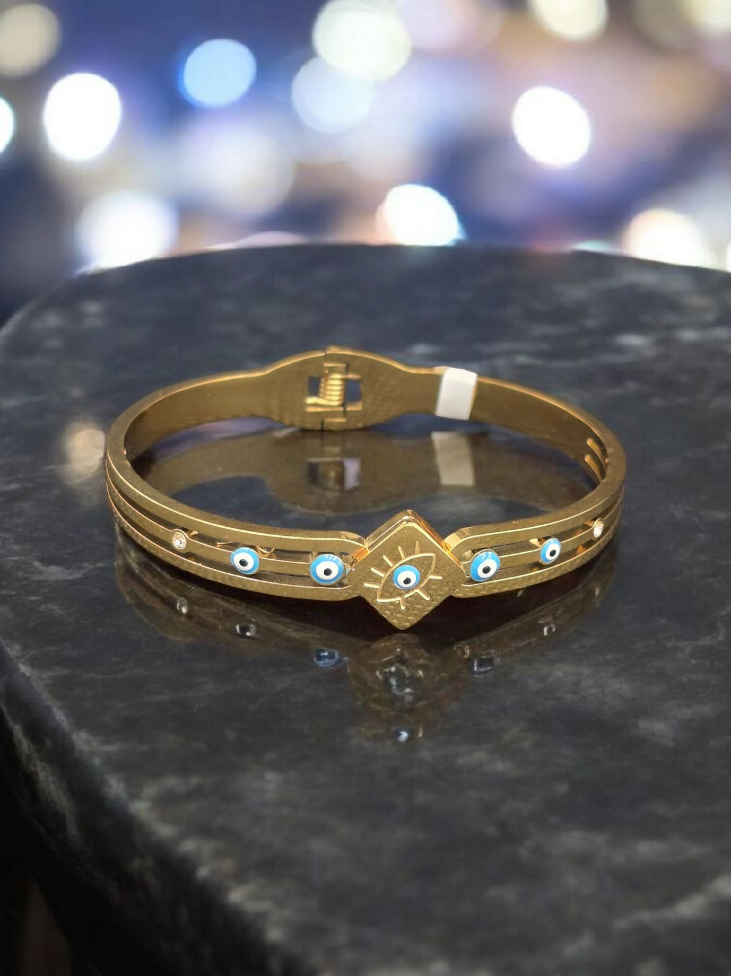 Blue 18 K Gold Plated Evil Eye Bracelet – Waterproof & Hypoallergenic