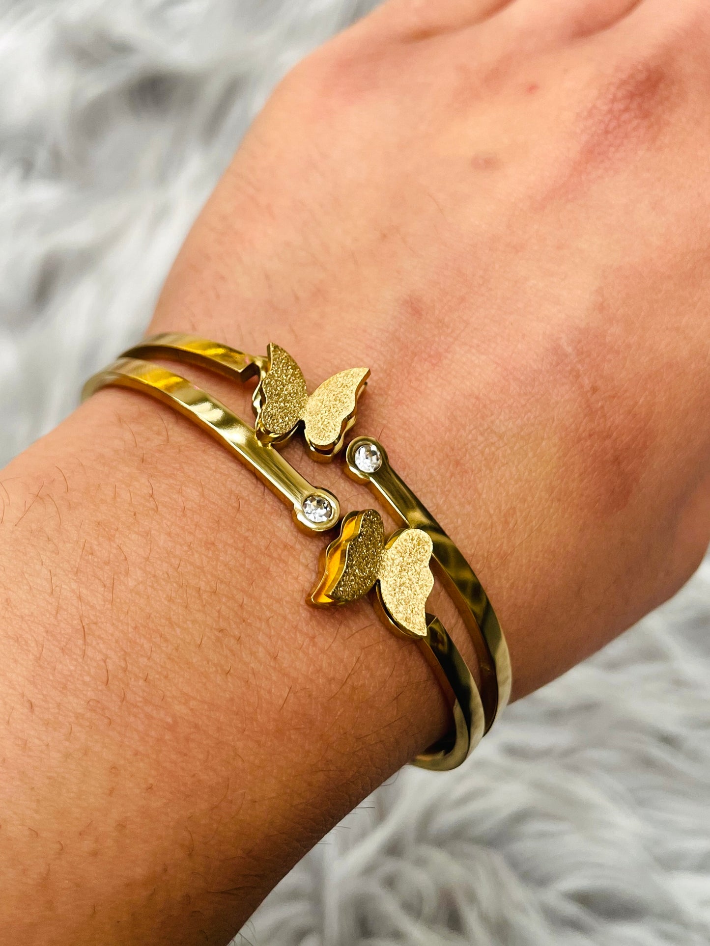 18K Gold Plated Butterfly Bracelet – Waterproof & Adjustable