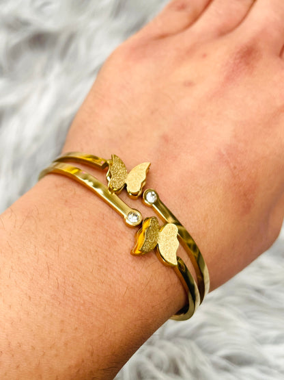 18K Gold Plated Butterfly Bracelet – Waterproof & Adjustable