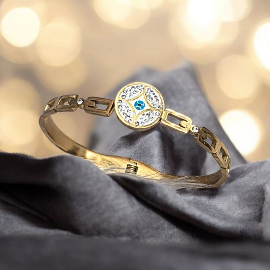 Evil Eye Cuff Bracelet – 18K Gold Plated, Waterproof & Hypoallergenic