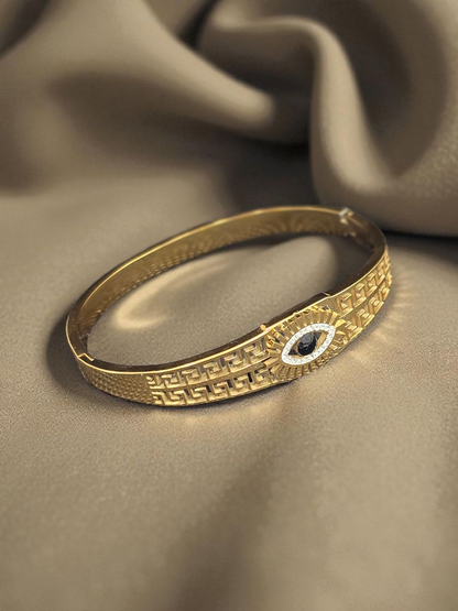 Evil Eye Cuff Bracelet – 18K Gold Plated, Waterproof & Skin-Safe