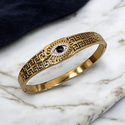 Evil Eye Cuff Bracelet – 18K Gold Plated, Waterproof & Skin-Safe
