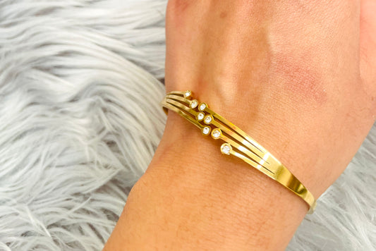 18K Gold Plated CZ Stone Bracelet – Waterproof & Everyday Wear