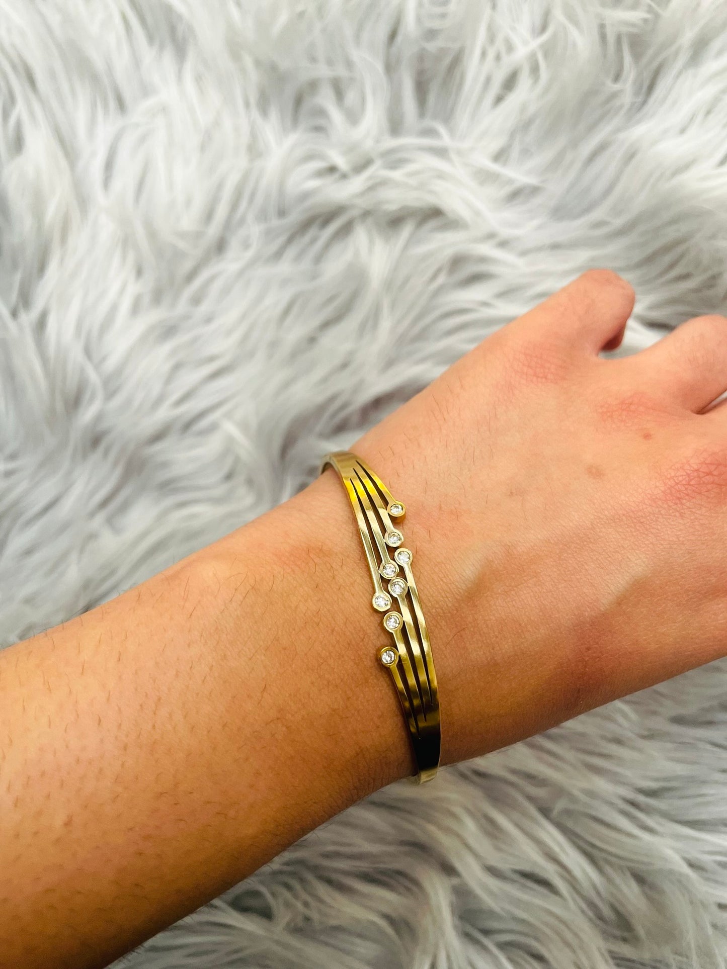 18K Gold Plated CZ Stone Bracelet – Waterproof & Everyday Wear