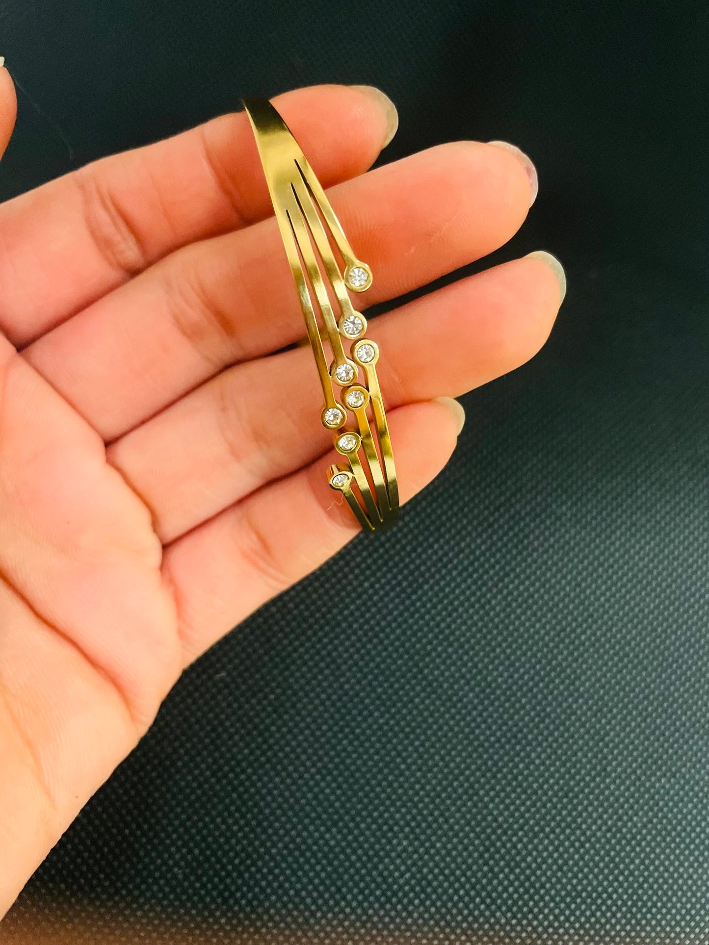 18K Gold Plated CZ Stone Bracelet – Waterproof & Everyday Wear