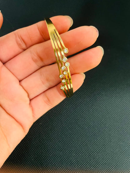 18K Gold Plated CZ Stone Bracelet – Waterproof & Everyday Wear