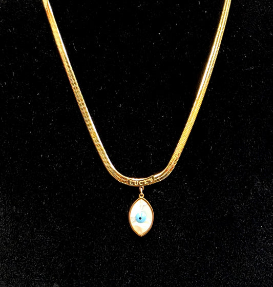 Blue Eye Pendant Necklace – 18K Gold-Plated, Waterproof & Tarnish-Resistant