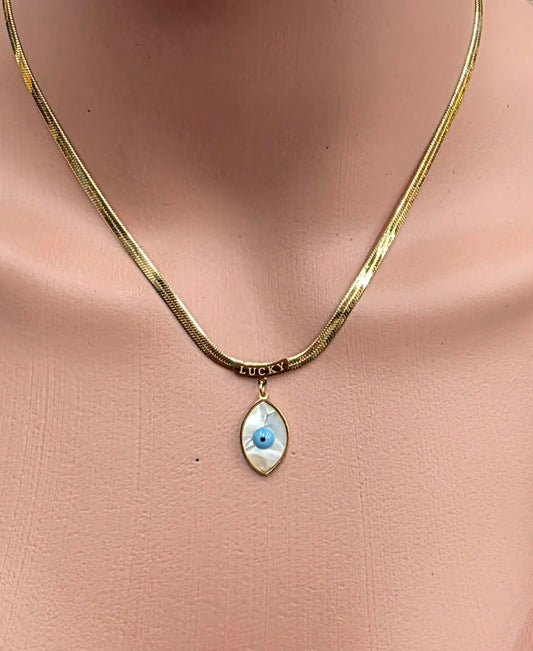Blue Eye Pendant Necklace – 18K Gold-Plated, Waterproof & Tarnish-Resistant