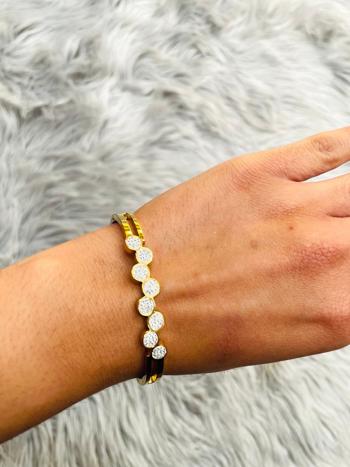 Gold & Silver Plated CZ Stone Bracelet – Waterproof & Adjustable Fit