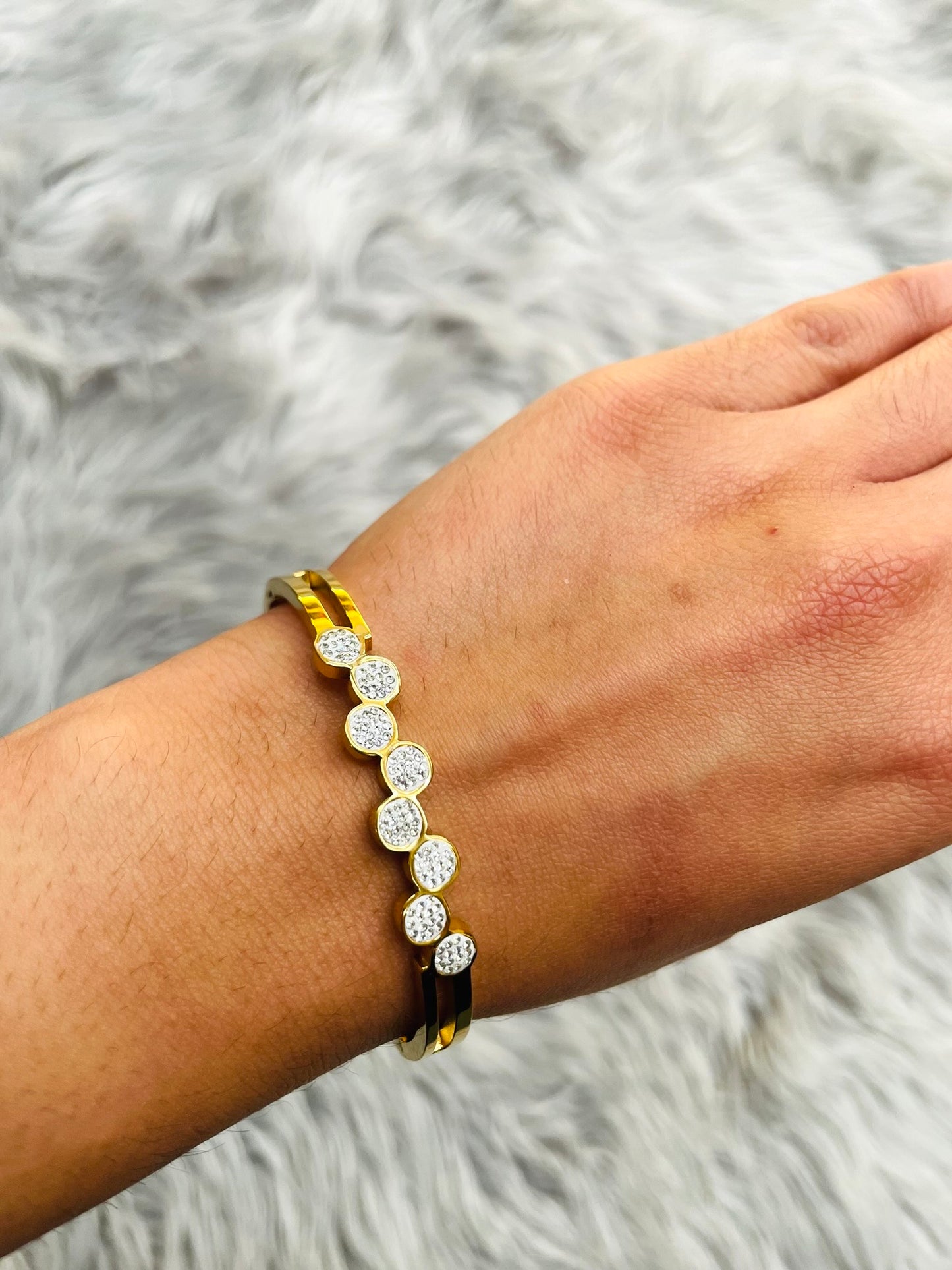 Gold & Silver Plated CZ Stone Bracelet – Waterproof & Adjustable Fit