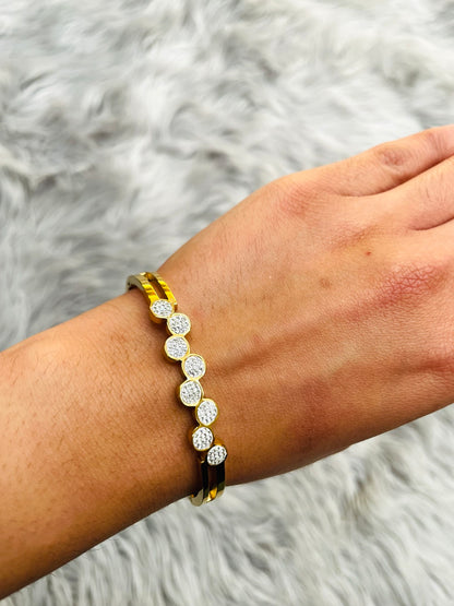 Gold & Silver Plated CZ Stone Bracelet – Waterproof & Adjustable Fit