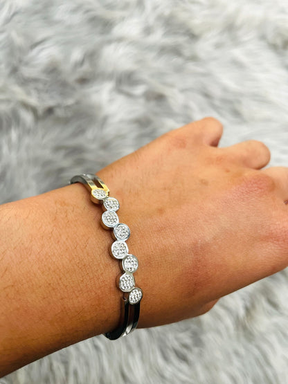 Gold & Silver Plated CZ Stone Bracelet – Waterproof & Adjustable Fit