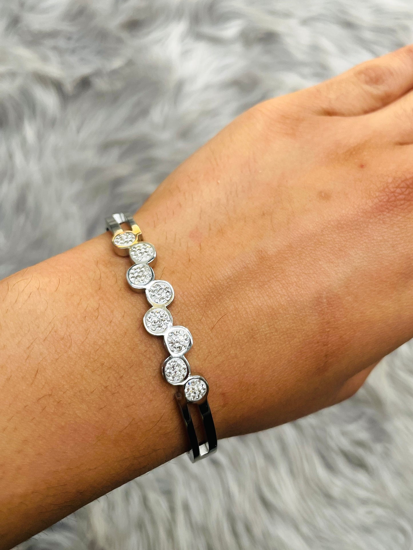 Gold & Silver Plated CZ Stone Bracelet – Waterproof & Adjustable Fit