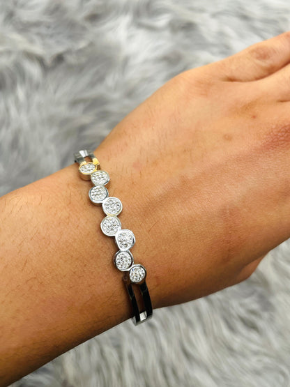 Gold & Silver Plated CZ Stone Bracelet – Waterproof & Adjustable Fit