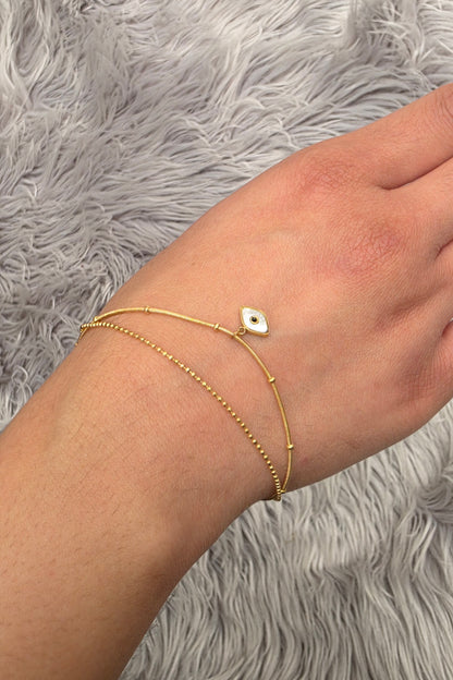 Double Chain Evil Eye Bracelet – 18K Gold Plated, Waterproof & Hypoallergenic