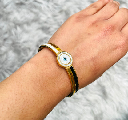 18K Gold Plated Evil Eye Bracelet – Adjustable & Waterproof