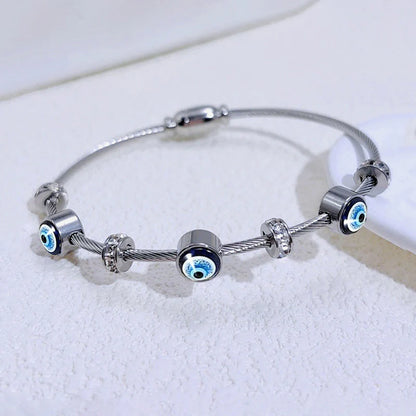 Silver Plated Evil Eye Bracelet – Waterproof & Hypoallergenic