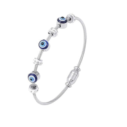 Silver Plated Evil Eye Bracelet – Waterproof & Hypoallergenic